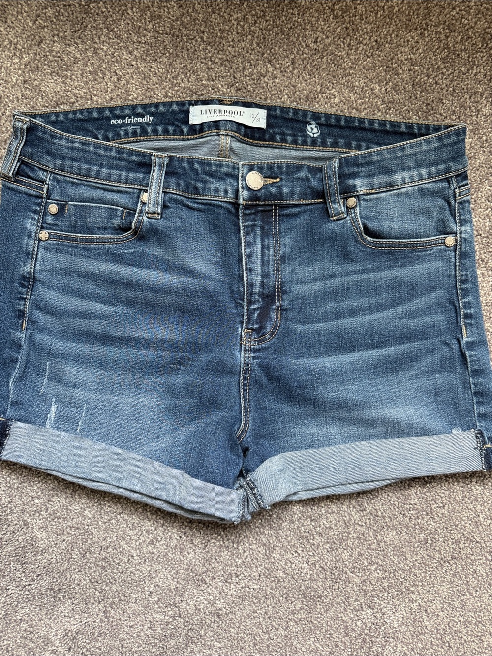 Liverpool Blue Washed Cuffed Denim Shorts size 12/31